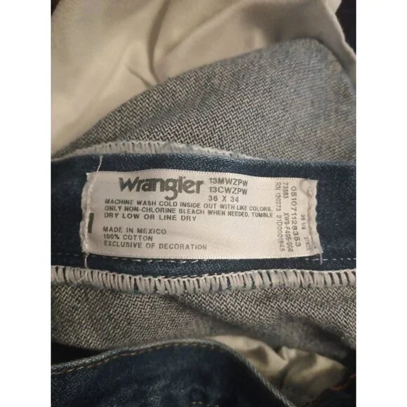 Wrangler 13MWZPW Cowboy Cut Original Fit Denim Jeans Men's W36xL34 Blue Western - Picture 6 of 7